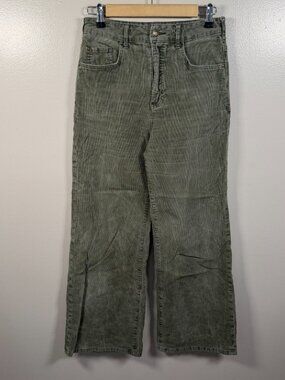 Anthropologie Pilcro Wide Leg Corduroy Pants Size 27 High Rise Faded Olive Green